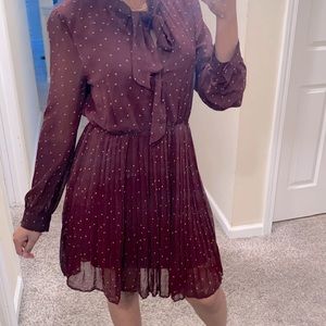 burgundy tie dress